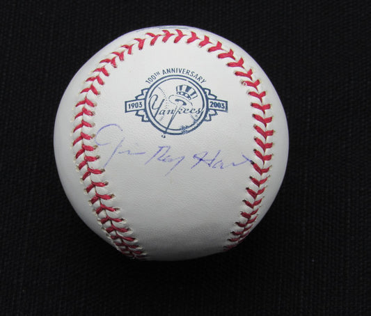 Jim Ray  Hart Signed/Auto Yankees 100th OML Baseball JAS 186613