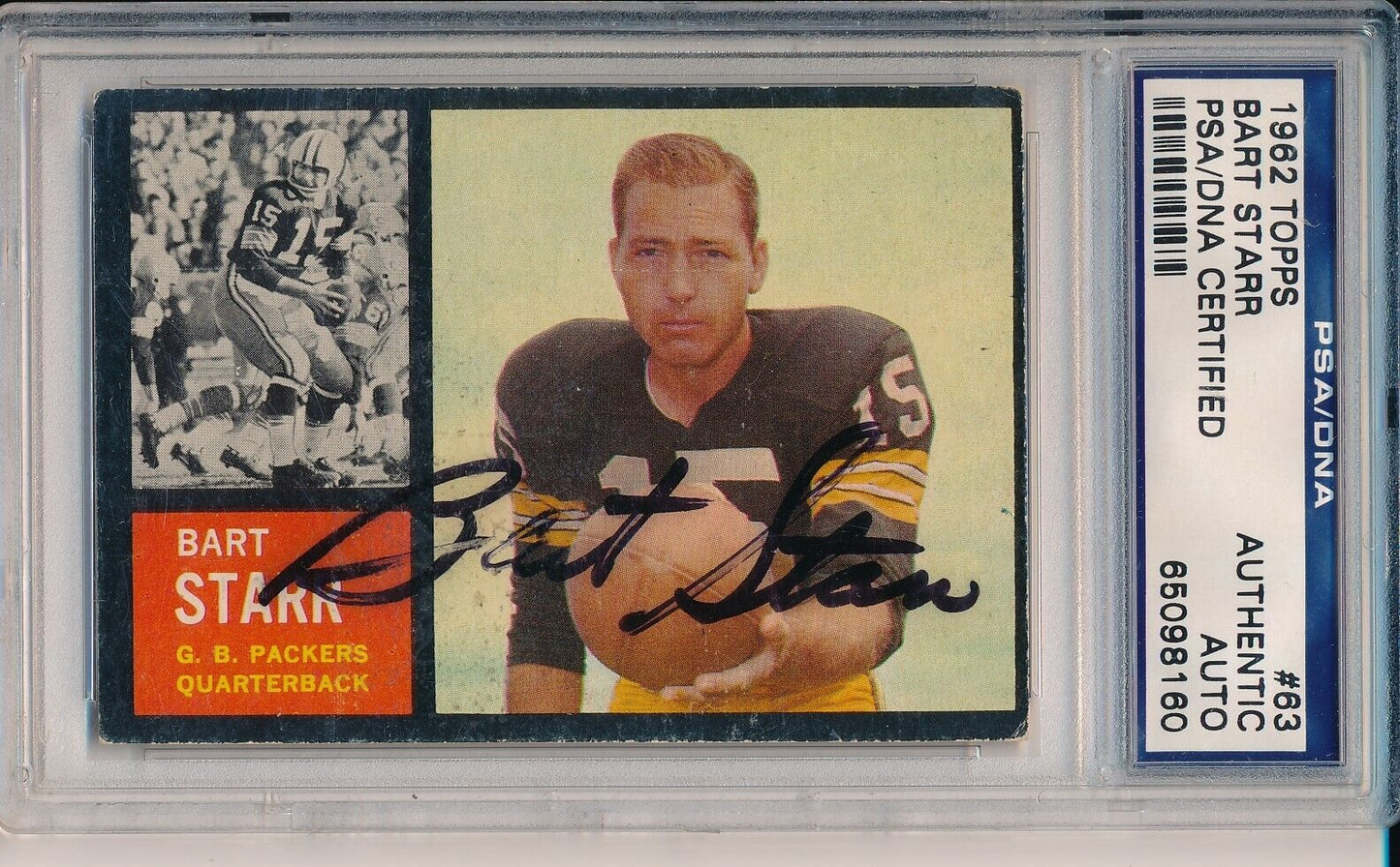 1962 TOPPS Card #63 Bart Starr HOF Packers Signed/Autographed PSA/DNA 164549