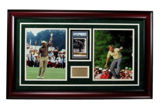 Jack Nicklaus Signed/Auto Trading Card with Photo Collage Framed PSA/DNA 192640