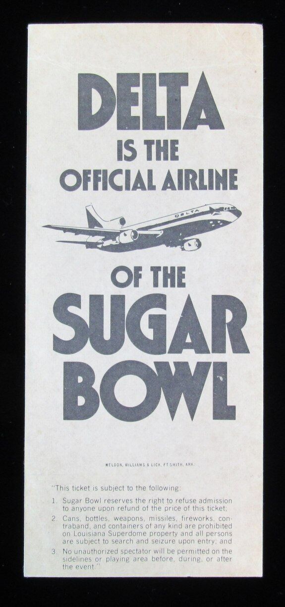 1982 Sugar Bowl Pitt Panthers vs. Georgia Bulldogs Ticket Stub Marino/Walker