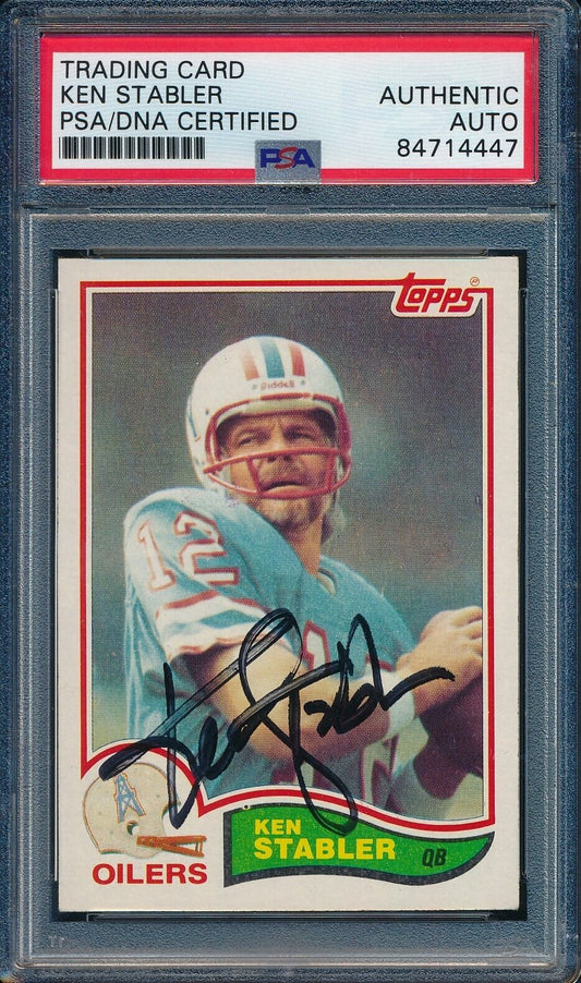 1982 TOPPS Ken Stabler #105 Card Signed Houston Oilers PSA/DNA 176676