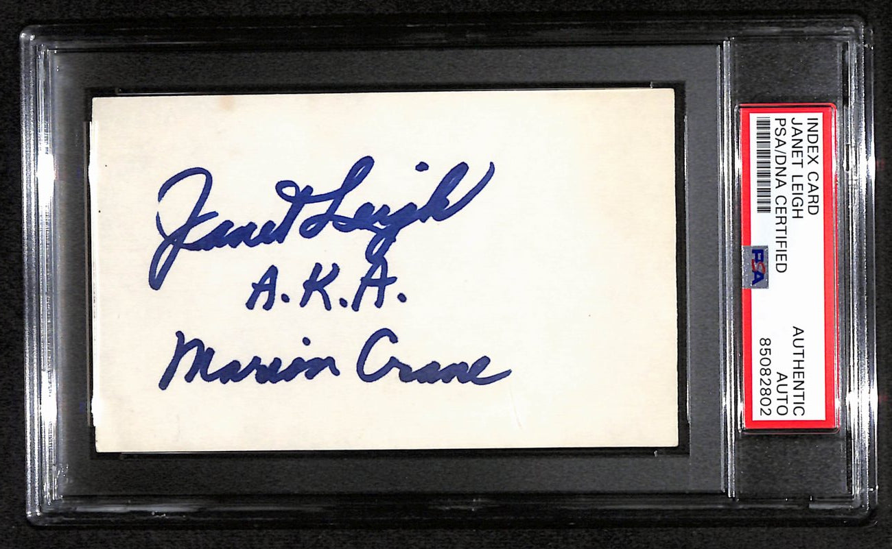 Janet Leigh Autographed/Inscribed 3x5 Index Card "Marion Crane" PSA/DNA 184293