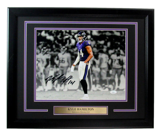 Kyle Hamilton Signed 11x14 Photo Baltimore Ravens Framed JSA 187162