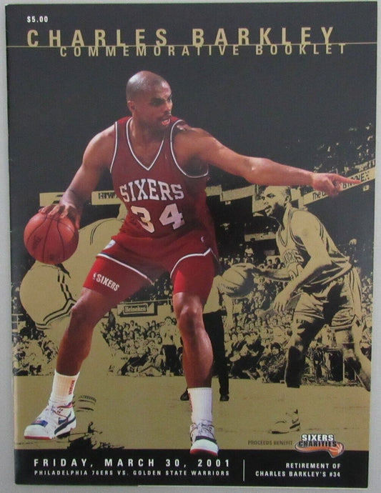 March 30, 2001 Charles Barkley Night 76ers vs. Golden State Warriors Program