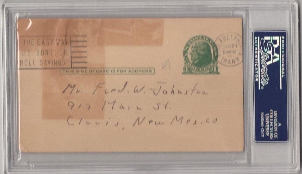 Tony "Skip" Minisi Autographed 1948 Govt. PC Slabbed PSA/DNA CFBHOF Offic 130101