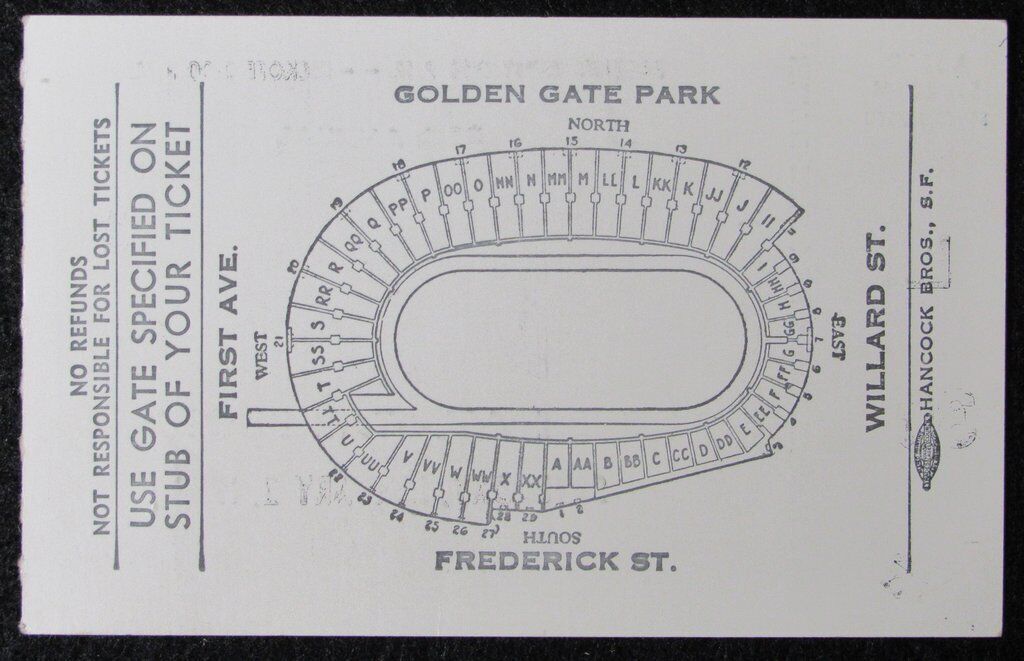 1954 East vs. West Shrine Game Ticket Stub Kezar Stadium San Francisco, CA