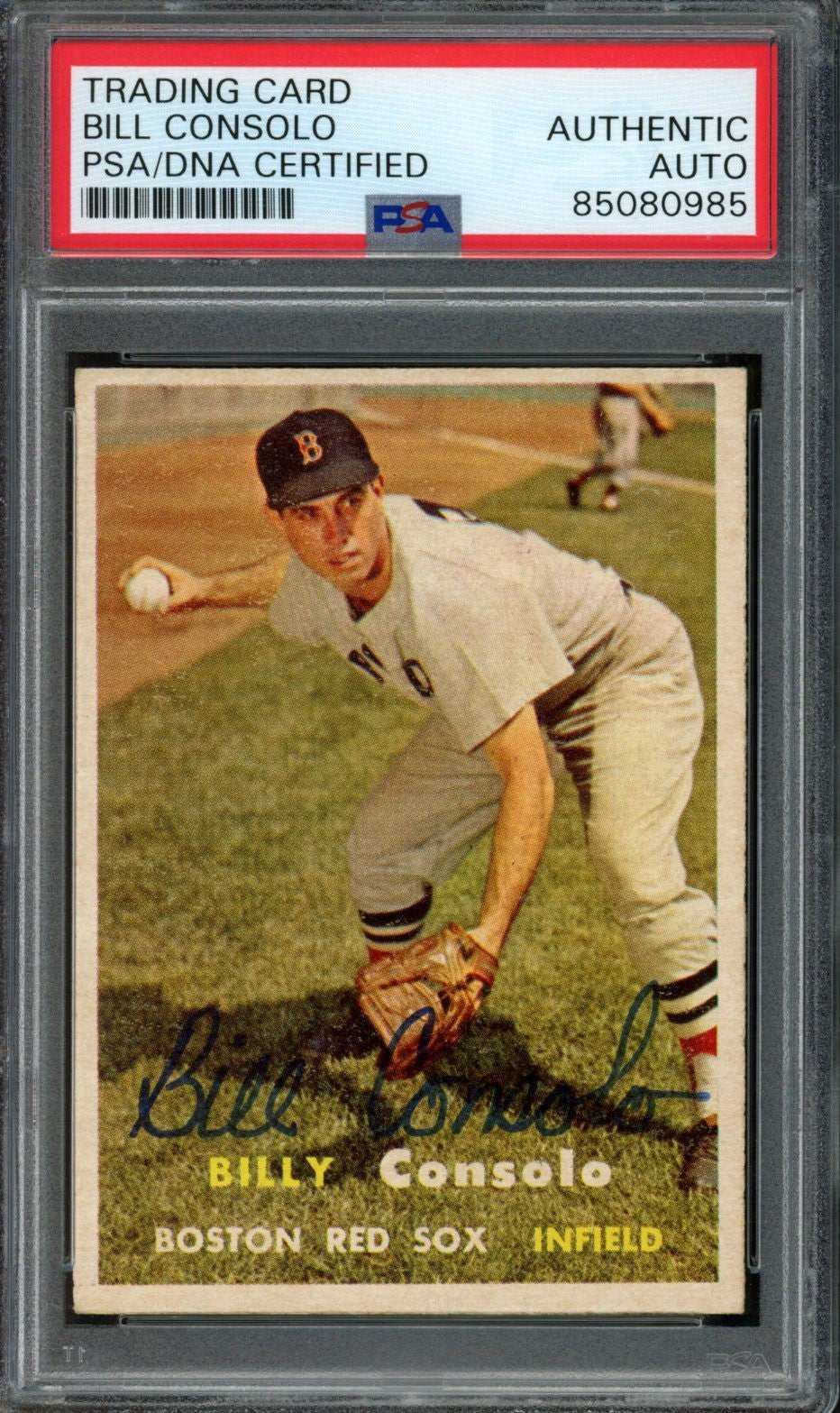 Bill Consolo Signed 1957 Topps Trading Card #399 Boston Red Sox PSA/DNA 183588