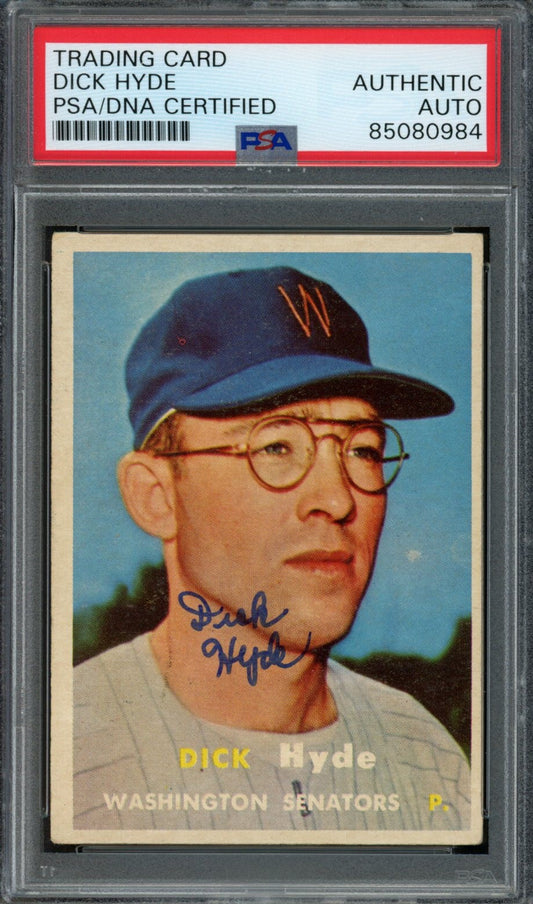 Dick Hyde Signed 1957 Topps Trading Card #403 Senators PSA/DNA 183567