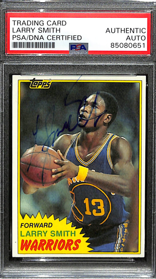 Larry Smith Signed 1981 Topps Card #75 Golden State Warriors PSA/DNA 185097