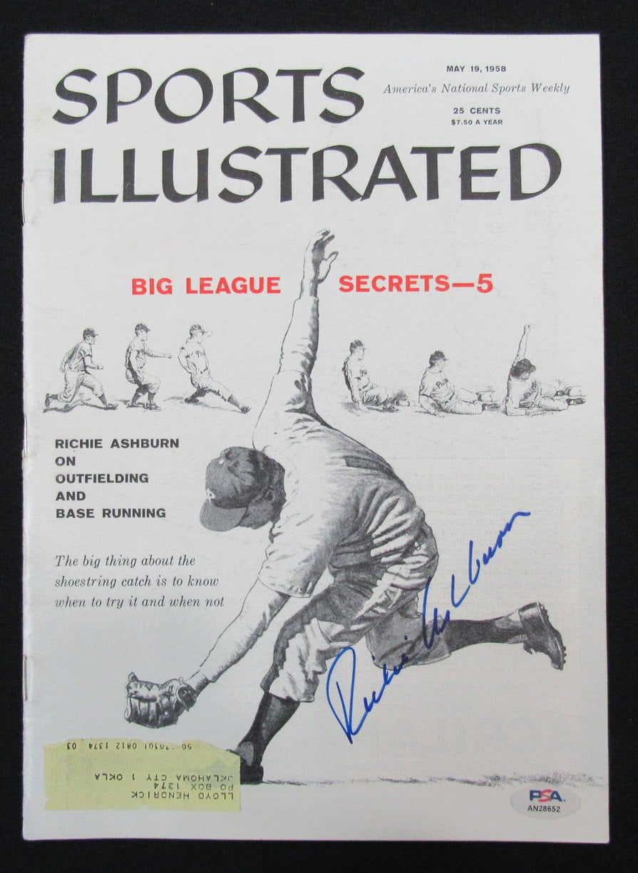 Richie Ashburn HOF Phillies Signed Sports Illustrated 5/18/58 PSA/DNA 185620