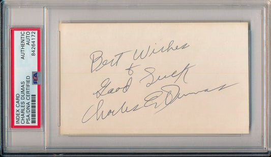 Charles Dumas USA Track Signed/Inscribed 3x5 Index Card PSA/DNA 156377