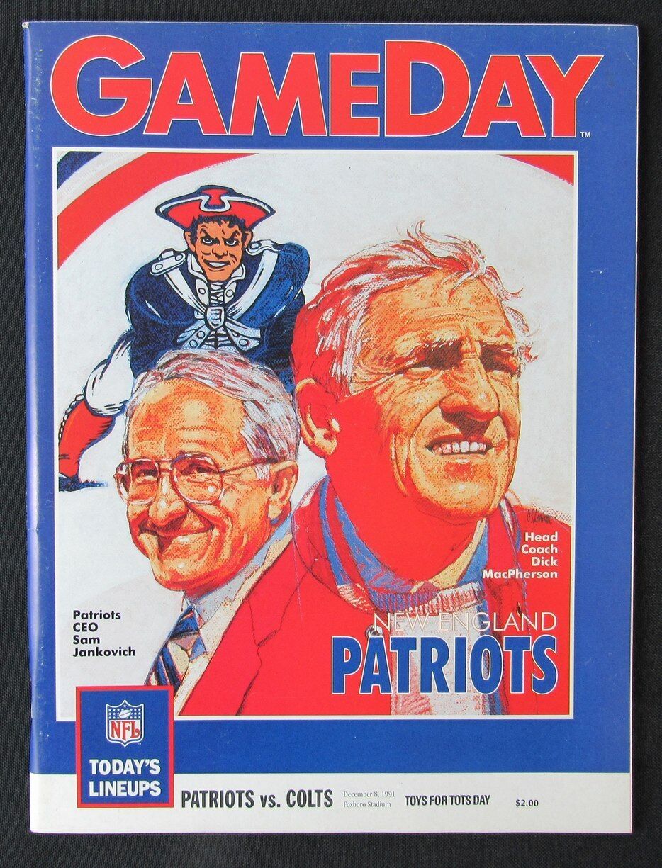 1991 New England Patriots vs. Indianapolis Colts Program Dick MacPherson 12/08