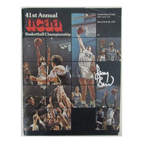 Larry Bird/Magic Johnson Dual-Signed/Auto 1979 NCAA Program JSA/Beckett 189950