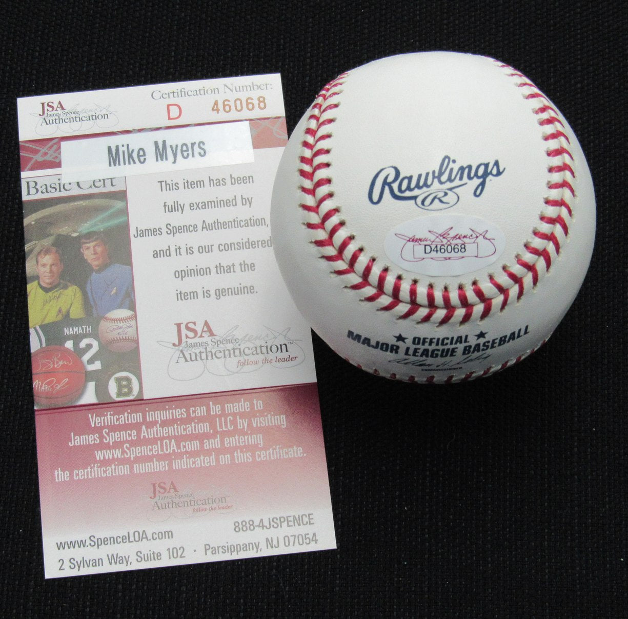 Mike  Myers Signed/Auto Yankees 100th OML Baseball JSA Inscr  186766