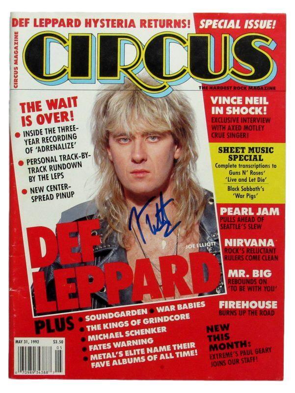 Joe Elliot Autographed May 31, 1992 Circus Magazine Def Leppard JSA