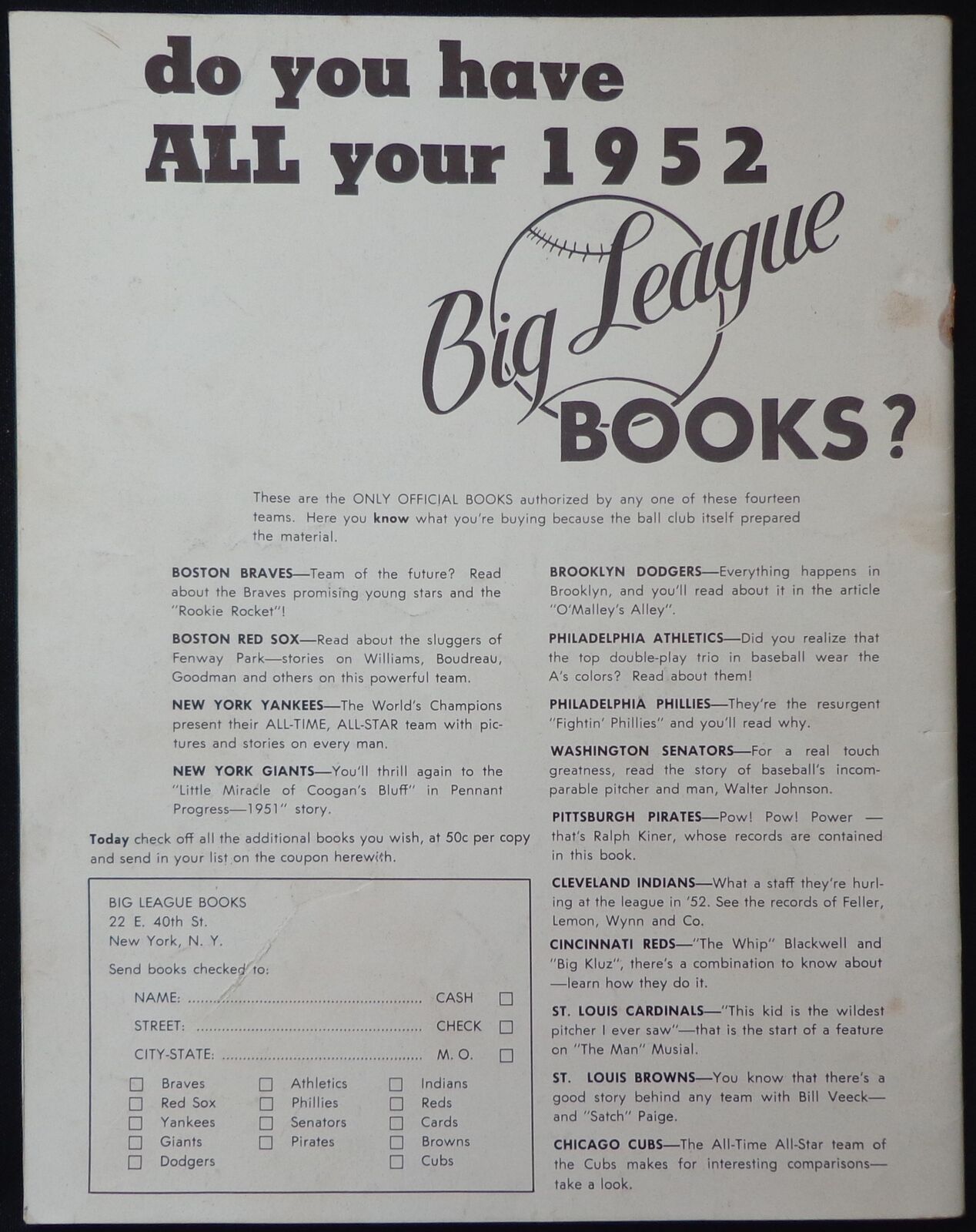 1952 Philadelphia Phillies Yearbook