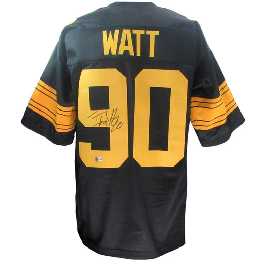 T.J. Watt Signed/Autographed Black Custom Jersey Steelers Beckett 192179