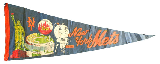 Vintage New York Mets Mr. Met 29x11 Felt Pennant 176862