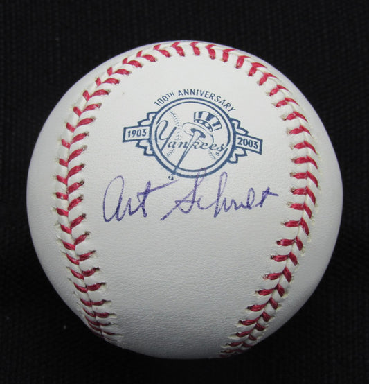 Art Schult Signed/Auto Yankees 100th OML Baseball JSA  186948