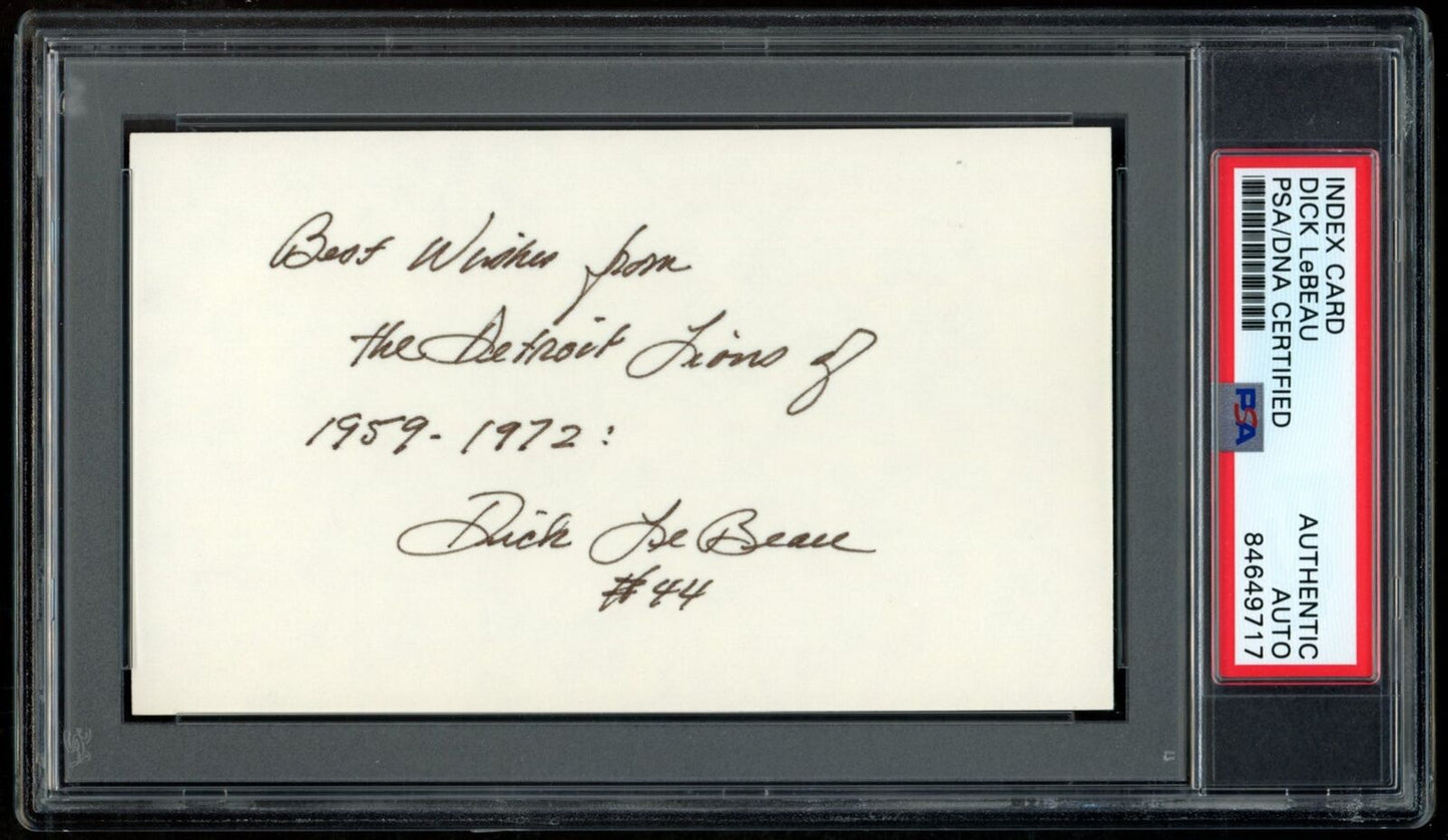 Dick LeBeau HOF Autographed/Inscribed 3x5 Index Card Detroit Lions PSA/DNA