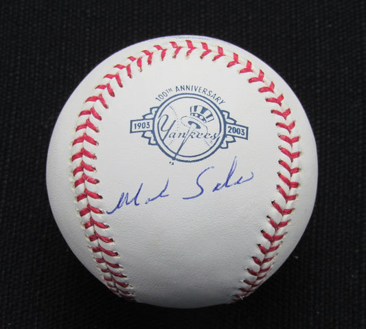 Mark Salas Signed/Auto Yankees 100th OML Baseball MAB 187056