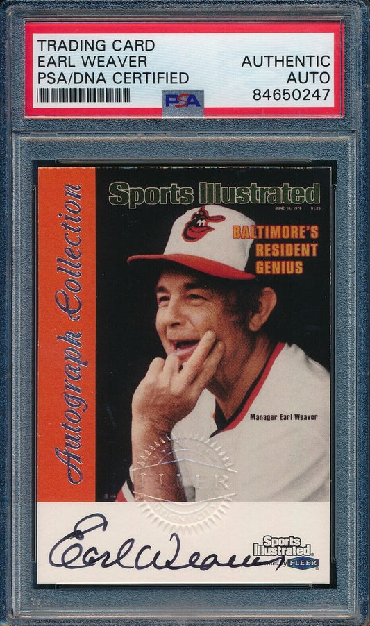 1999 Fleer Sports Illustrated Earl Weaver HOF Card Signed Orioles PSA/DNA
