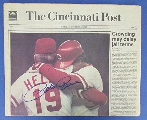 Pete Rose Signed Cincinnati Post Newspaper 9-12-1985 Breaks Ty Cobb's Hit Record