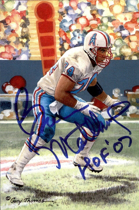 Bruce Matthews HOF Autographed Goal Line Art GLAC Postcard Oilers JSA