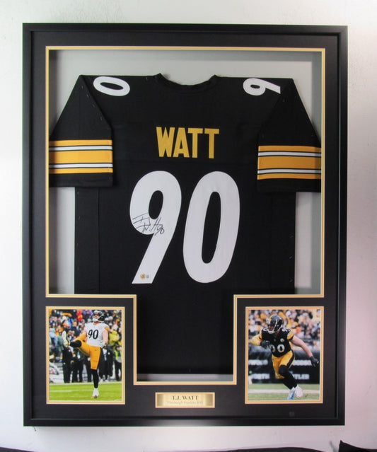 T.J. Watt Signed/Autographed Steelers Football Jersey Framed Beckett 191969