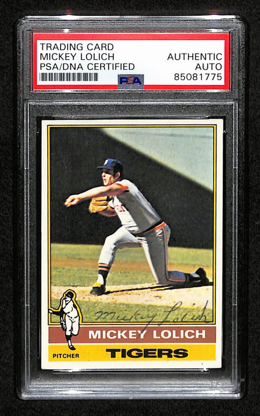 Mickey Lolich Signed 1976 Topps Card #385 Detroit Tigers PSA/DNA 184513
