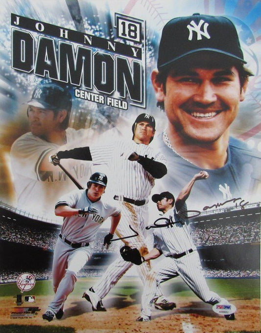 Johnny Damon Yankees Signed/Autographed 11x14 Color Photo PSA/DNA 139985