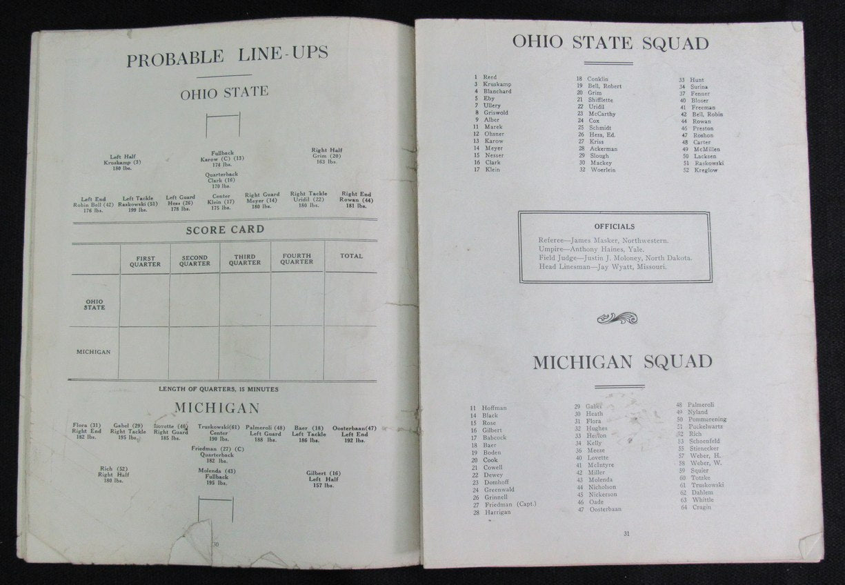 1926 Michigan vs. Ohio State The Game Program 187632