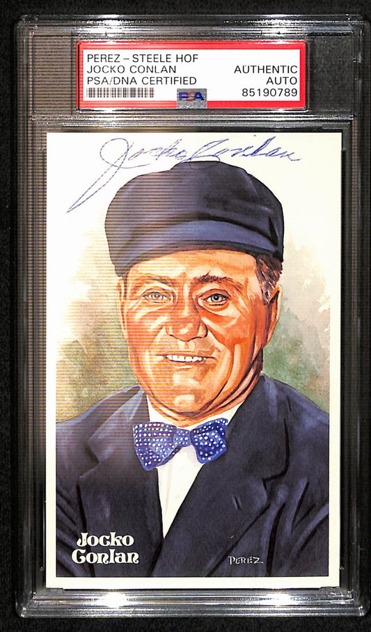 Jocko Conlan HOF Signed 1981 Perez Steele Postcard Umpire PSA/DNA 187431