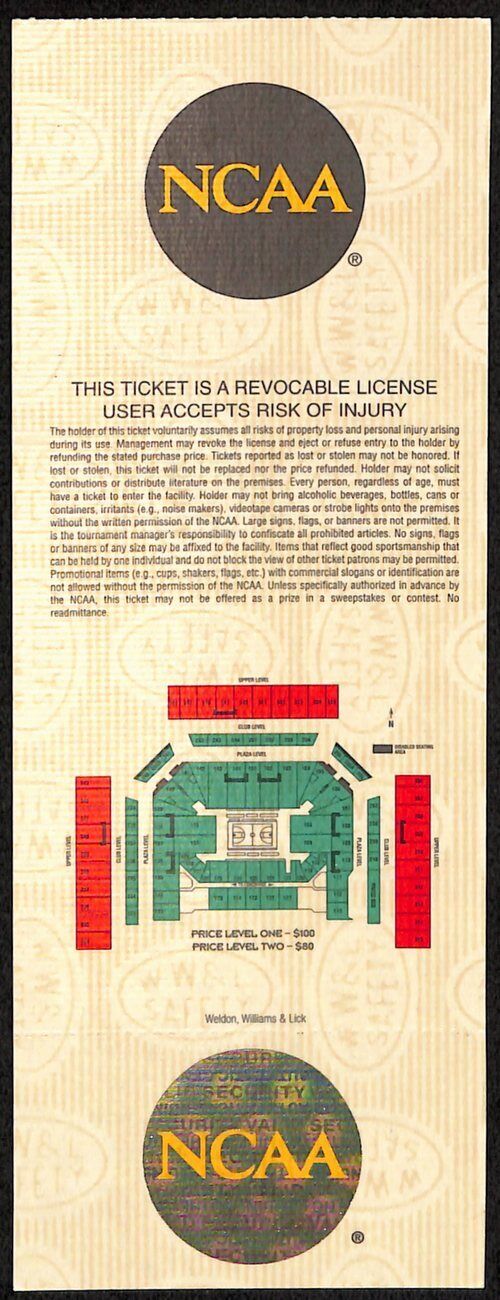 1998 NCAA National Basketball Championship Semi-finals KY Full Ticket 181666