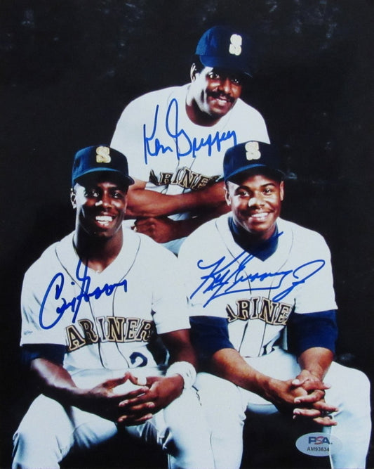 Ken Griffey/Ken Griffey Jr./Craig Griffey Multi-Signed 8x10 Photo PSA/DNA 183679