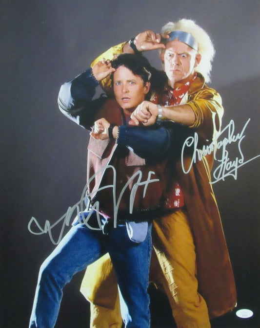 Michael J Fox/Christopher Lloyd Auto/Sign 16x20 Photo Back to Future JSA 174016