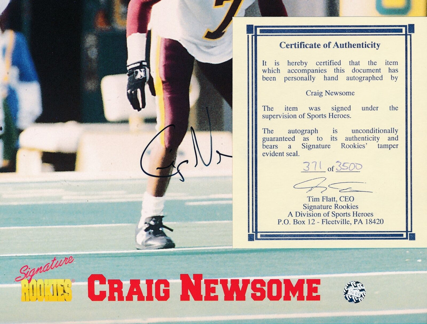 Craig Newsome Autographed Signature Rookies 371 of 3500 8x10 Photo Arizona State