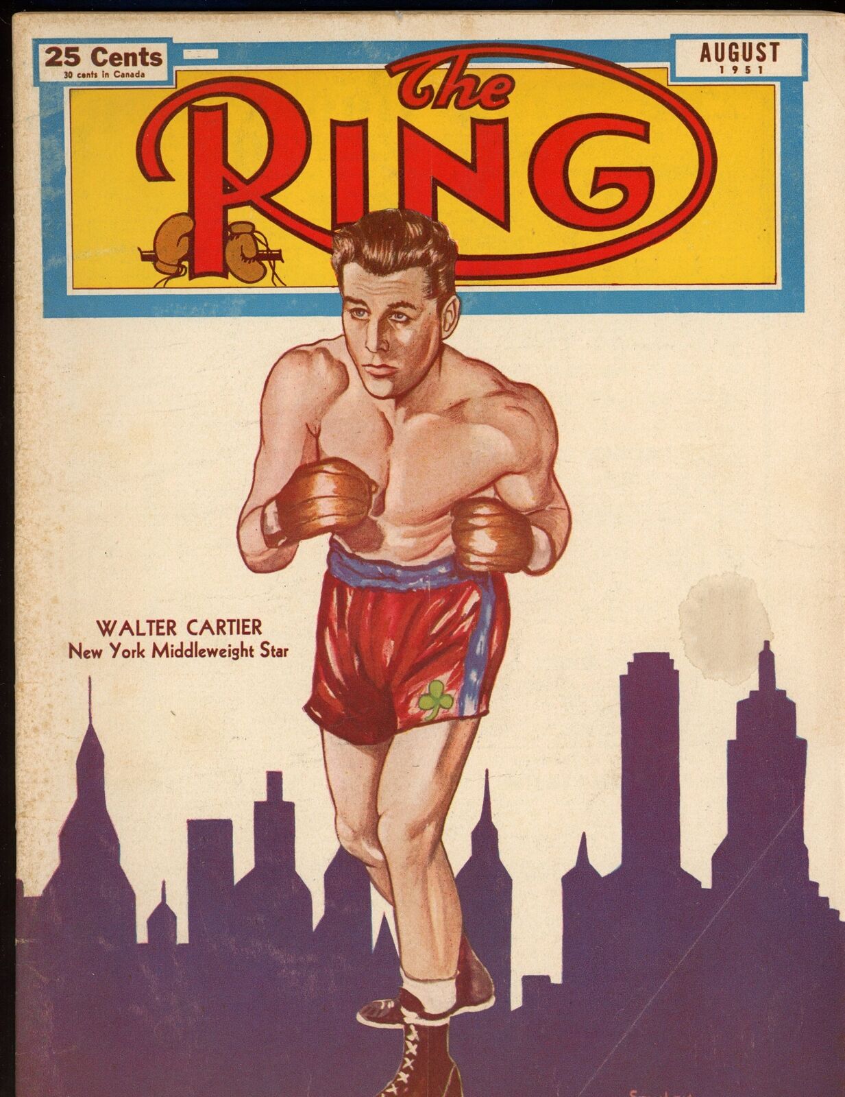 August 1951 The Ring Boxing Magazine Walter Cartier on Cover 177690