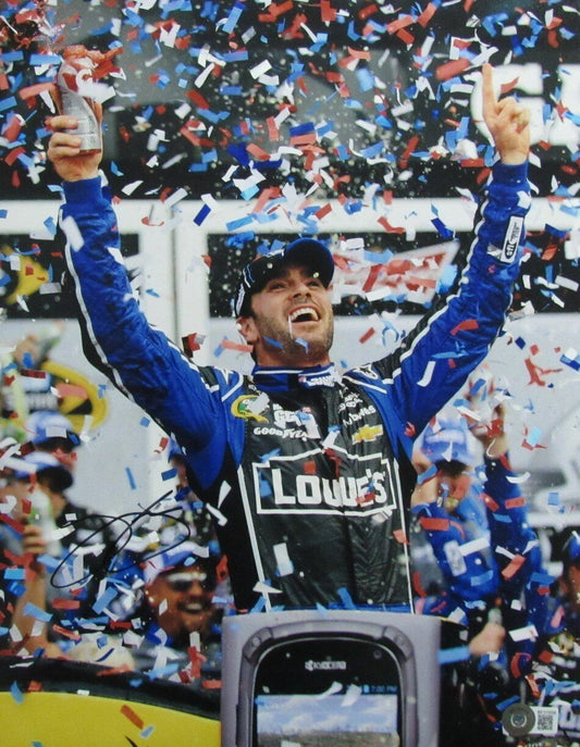 Jimmie Johnson Autographed 11x14 Baseball Photo NASCAR Racing Champ Beckett