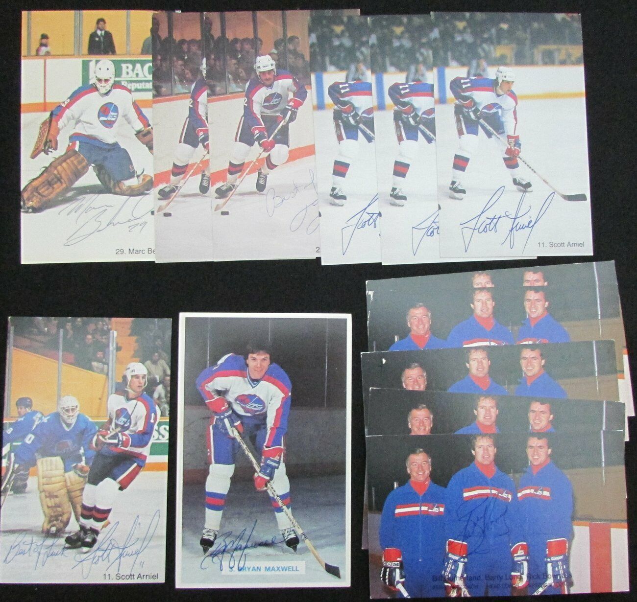 Lot of 13 Winnipeg Jets Signed 3x5 Team Issued Photos incl. Maxwell. 150463