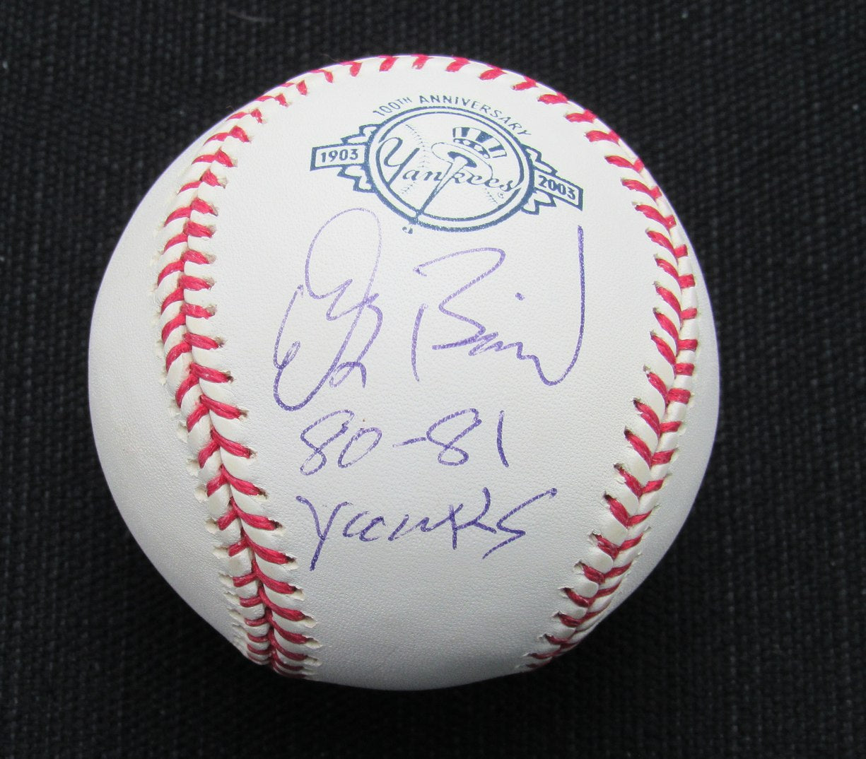 Doug Bird Signed/Auto Yankees 100th OML Baseball JSA Inscr 186861