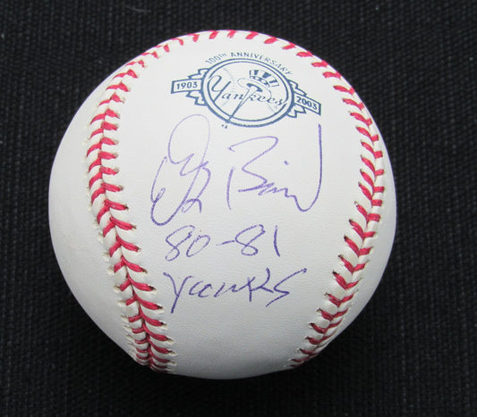 Doug Bird Signed/Auto Yankees 100th OML Baseball JSA Inscr 186861