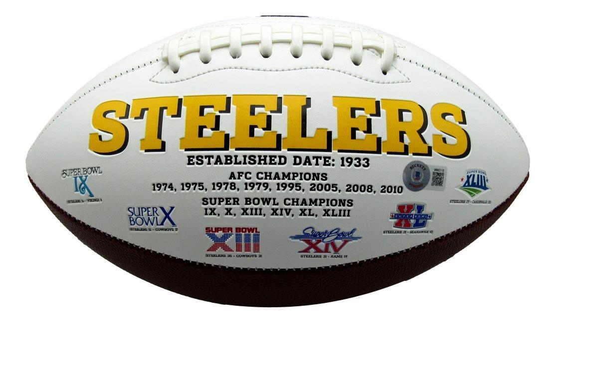 Hines Ward Autographed Steelers Logo Football Beckett 180990