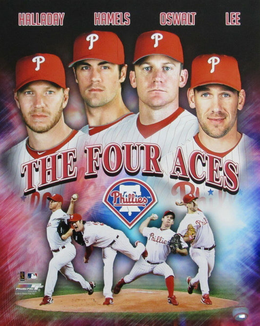 Phillies The Four Aces Halladay/Oswalt/Hamels/Lee Unsigned 16x20 Photo 162820