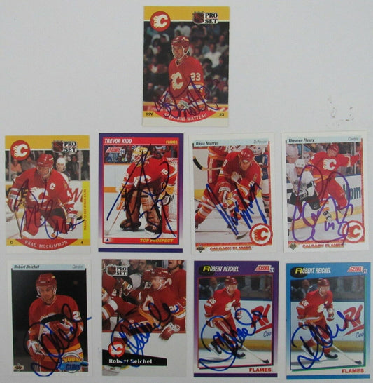 Lot of 9 Signed/Autographed Calgary Flames 1990-91 NHL Trading Cards 159340