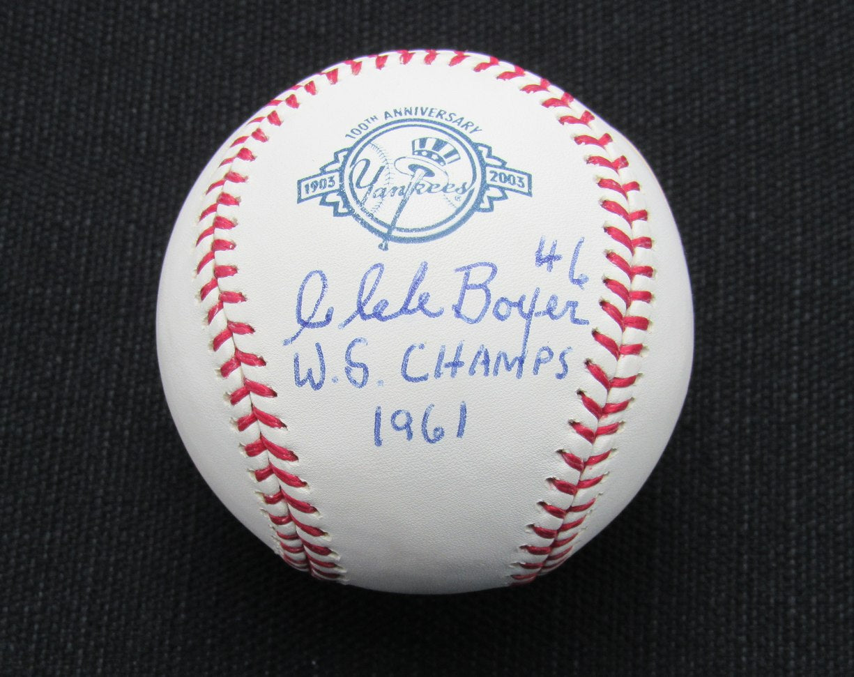 Clete Boyer Signed/Auto Yankees 100th OML Baseball PSA/DNA Inscr 186979