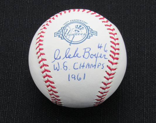 Clete Boyer Signed/Auto Yankees 100th OML Baseball PSA/DNA Inscr 186979