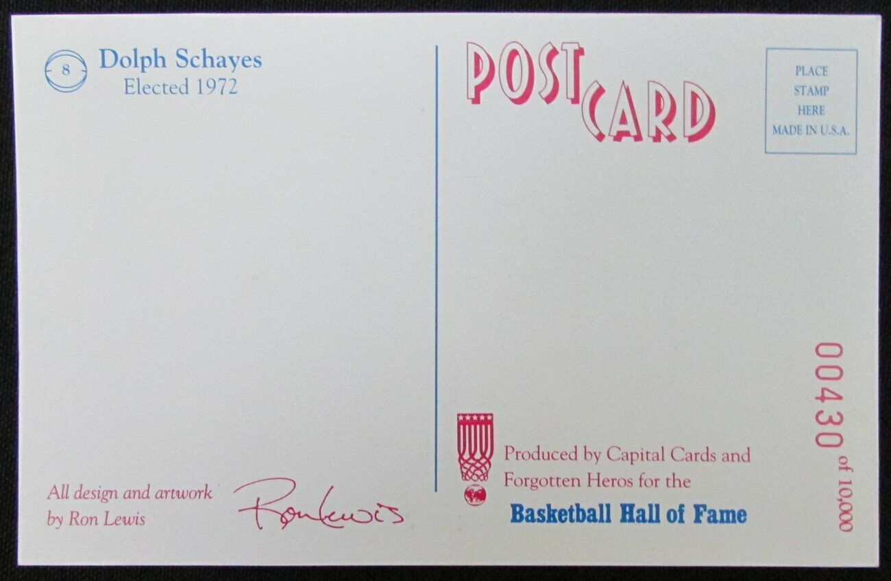 Dolph Schayes 76ers Signed Center Court NBA HOF Postcard 151103