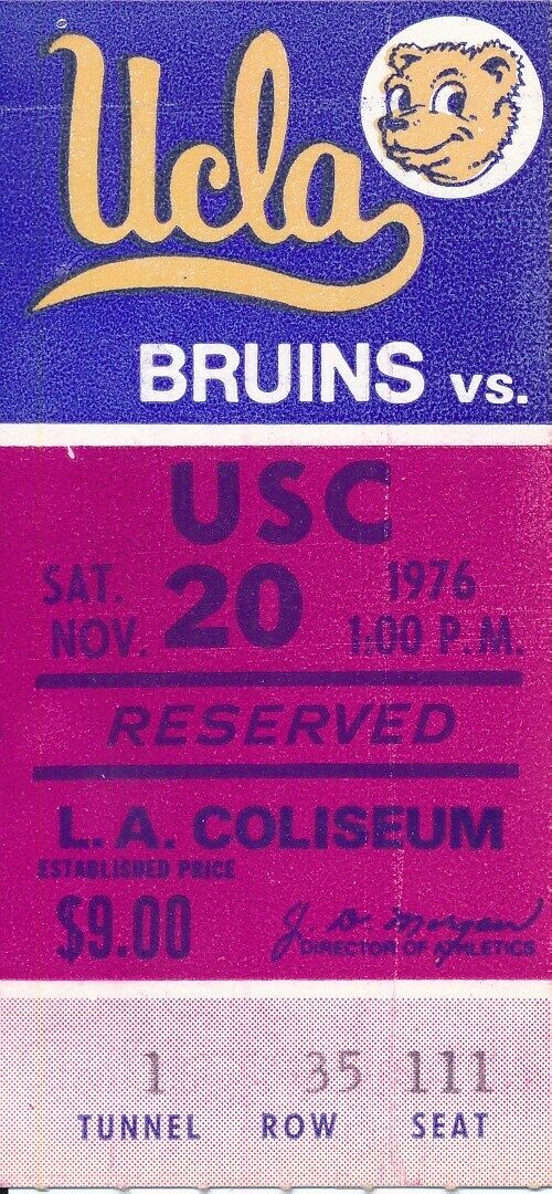 1976 USC Trojans vs. UCLA Football Game Ticket Stub 148544