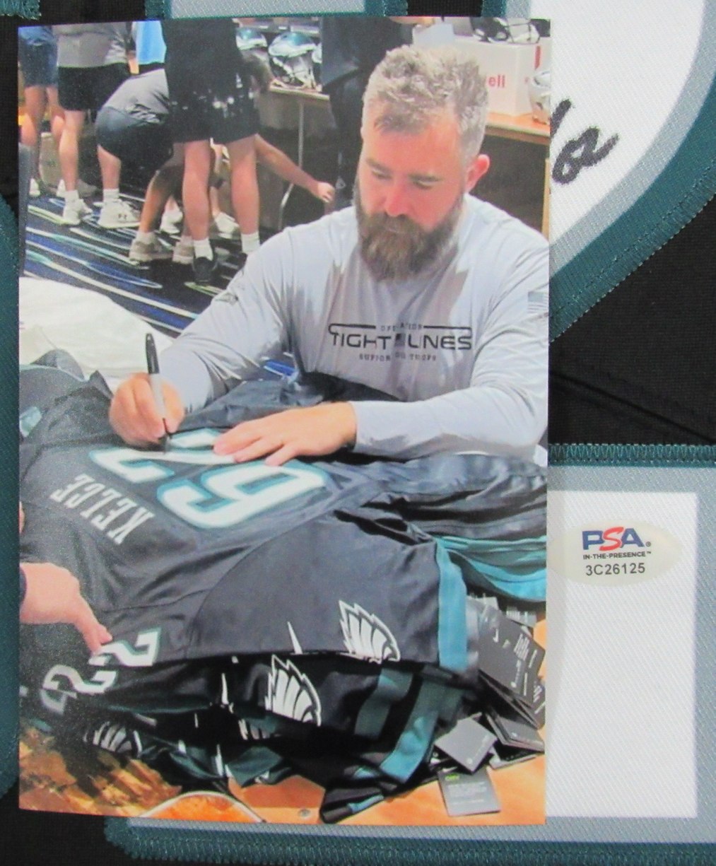 Jason Kelce Signed/Auto Black Custom Football Jersey Eagles PSA/DNA 190371